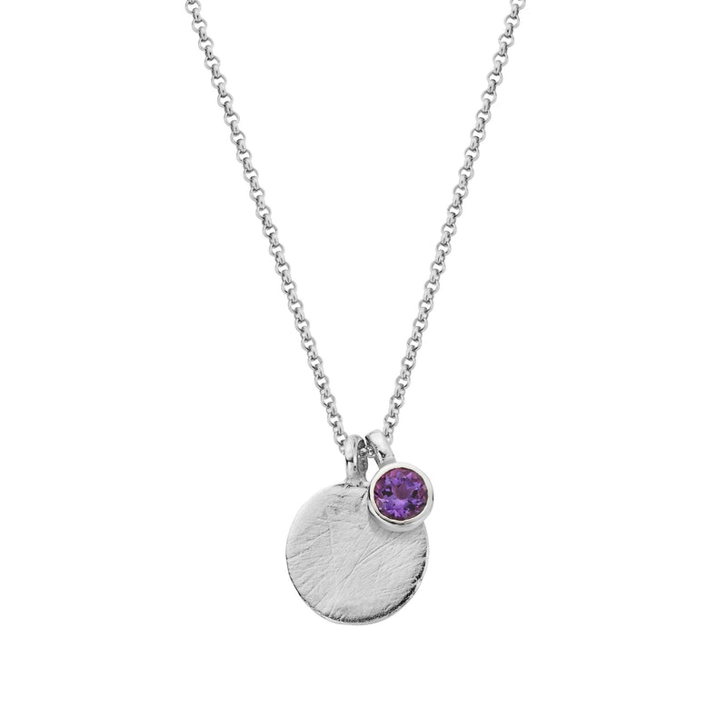 Silver Amethyst Moon & Stone Necklace