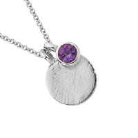 Silver Amethyst Moon & Stone Necklace