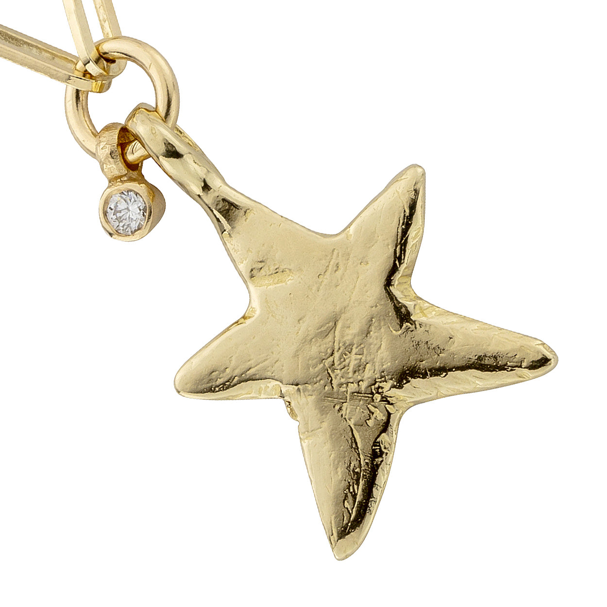 Gold Midi Star Trace Chain Necklace with Diamond