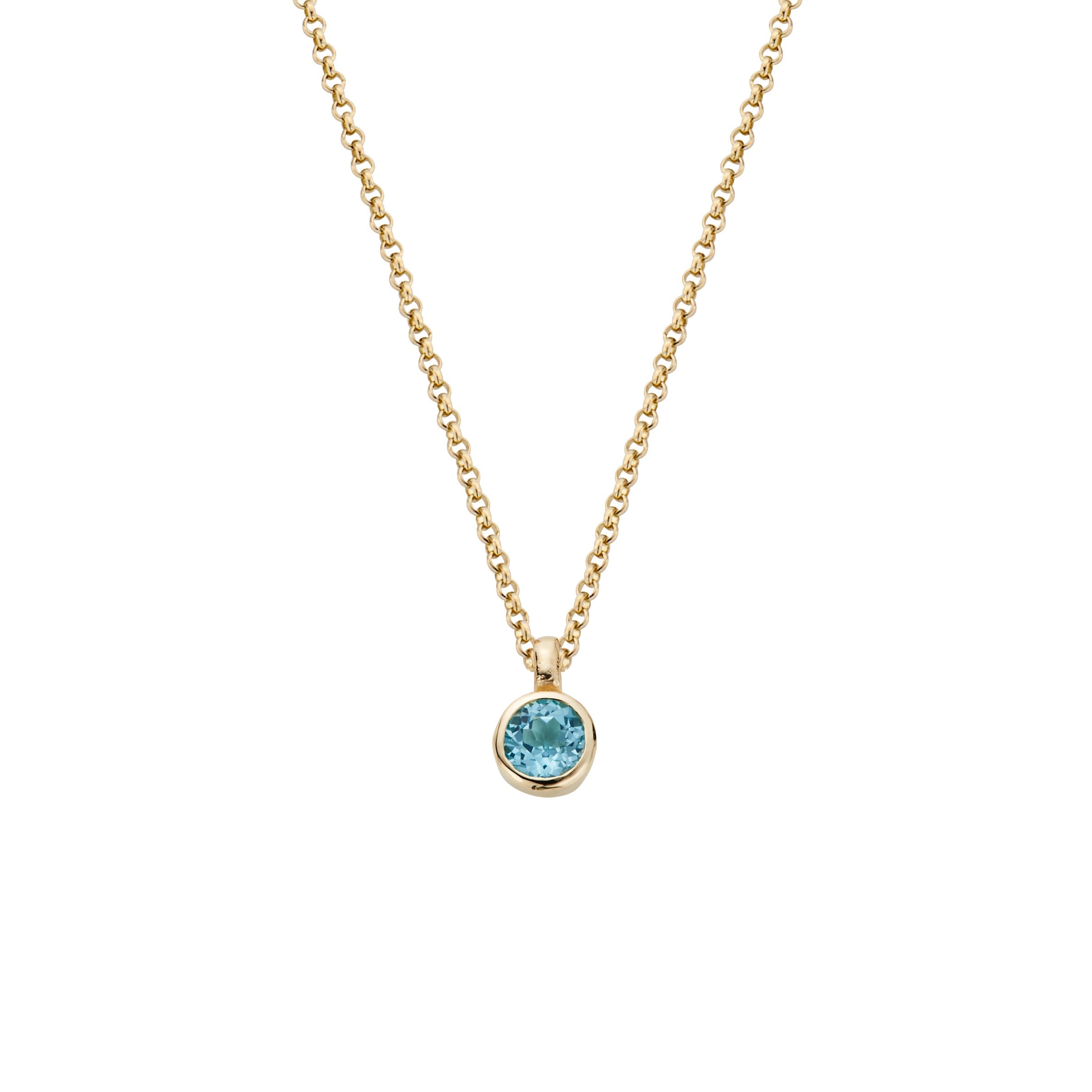 Gold Blue Topaz Baby Treasure Necklace