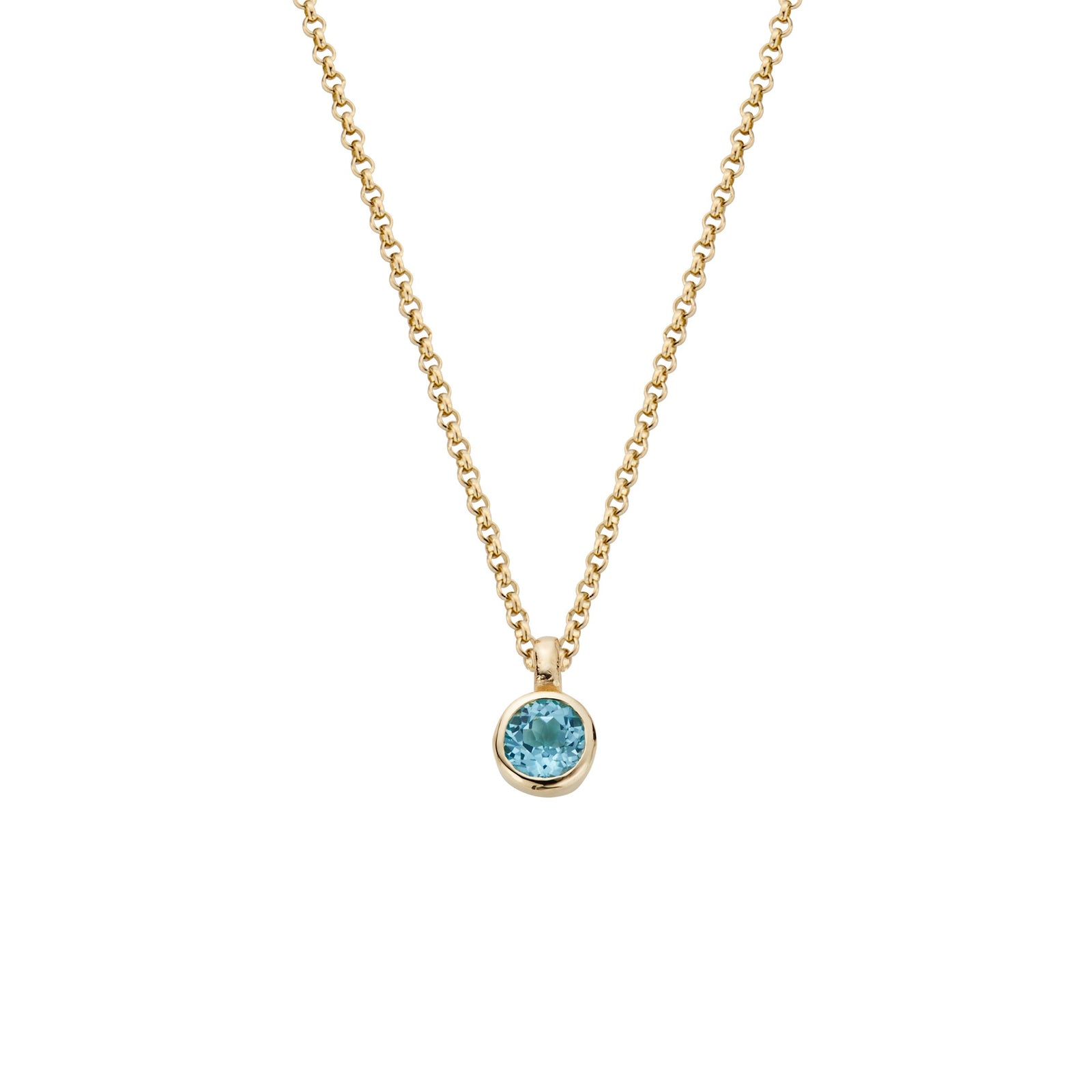 Gold Blue Topaz Baby Treasure Necklace