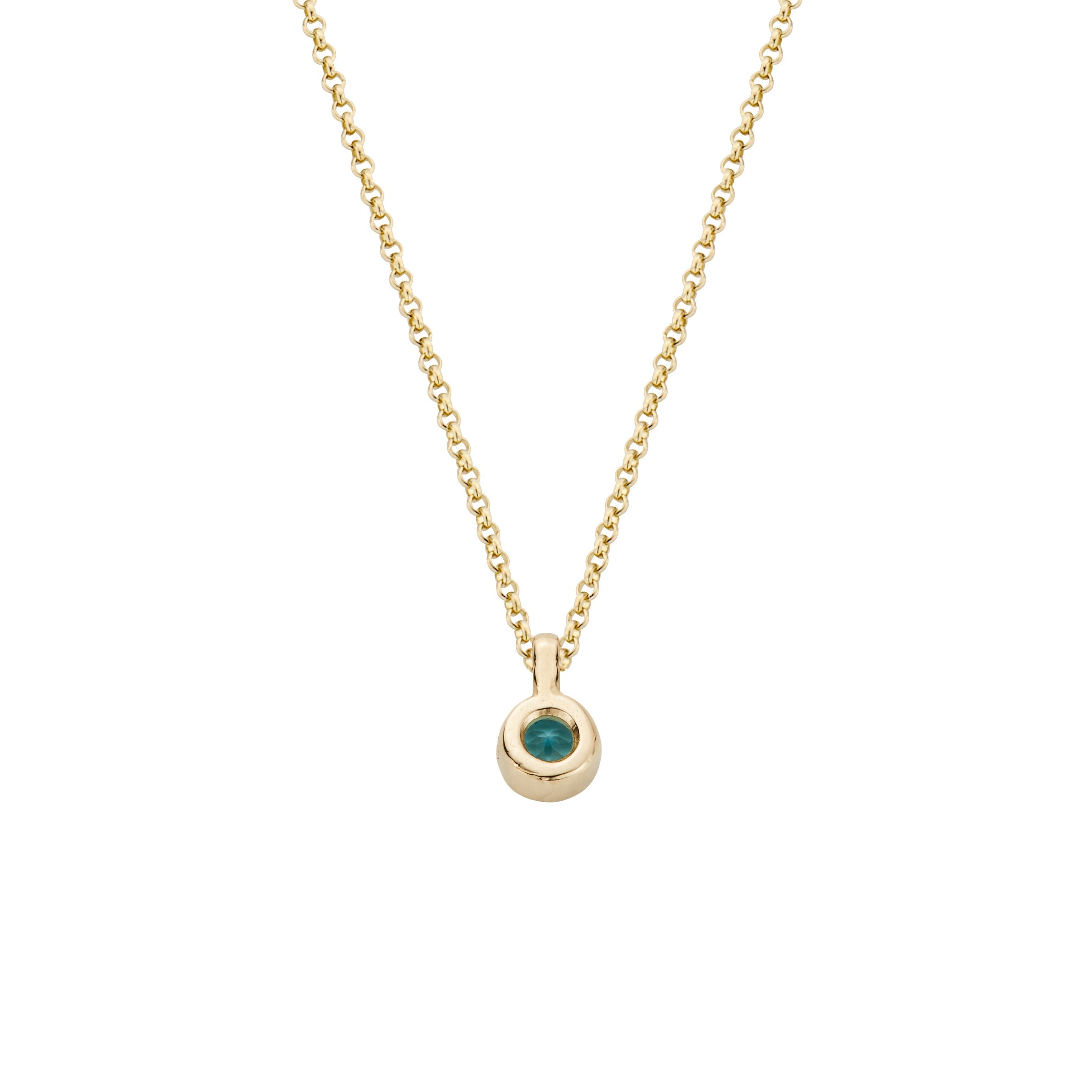 Gold Blue Topaz Baby Treasure Necklace
