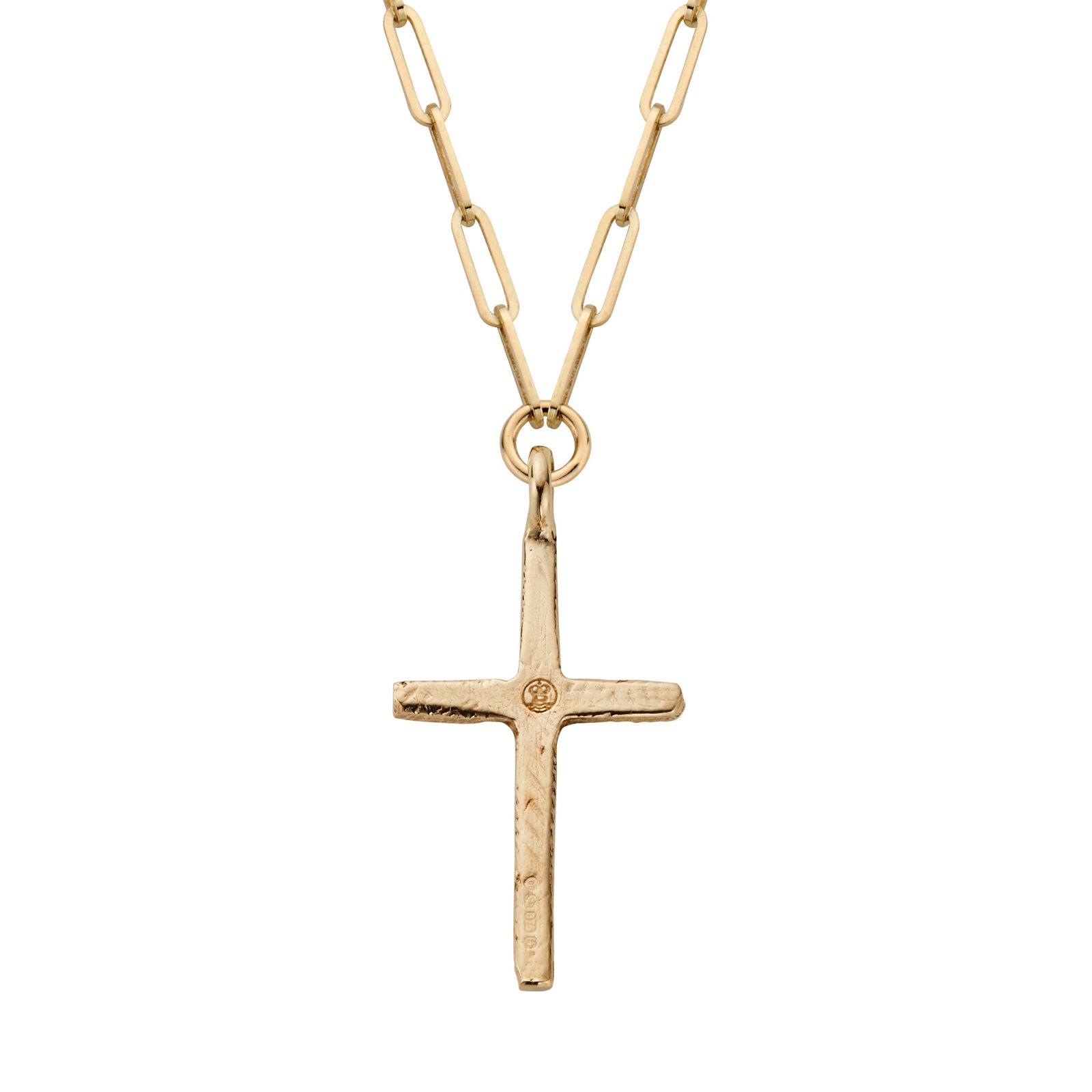 Gold Diamond Large Cross Trace Chain Necklace