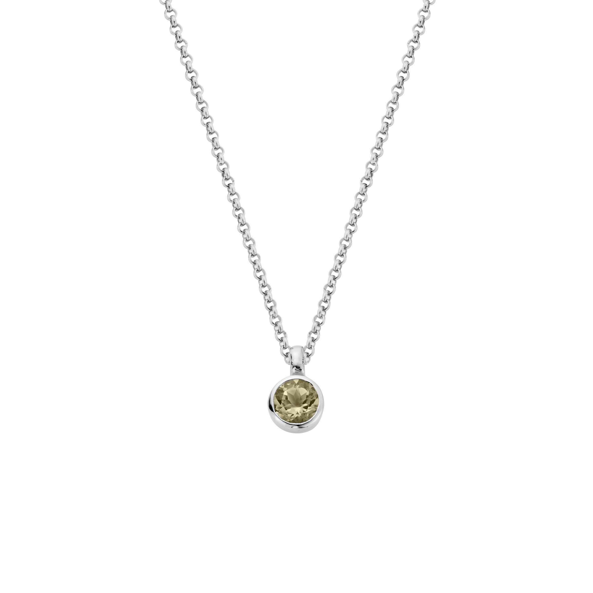 Silver Green Quartz Baby Treasure Necklace