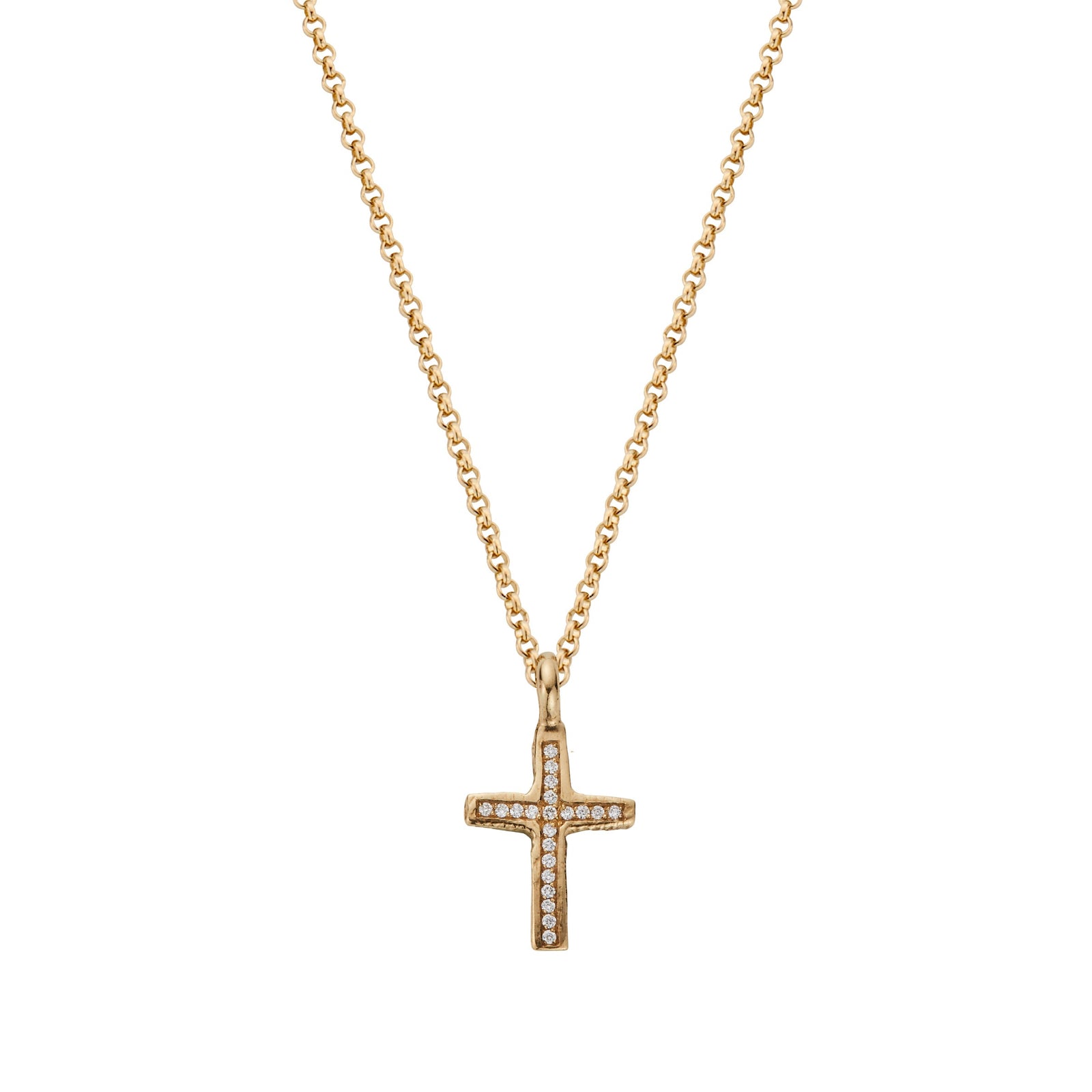 Gold Pavé Set Diamond Medium Cross Necklace