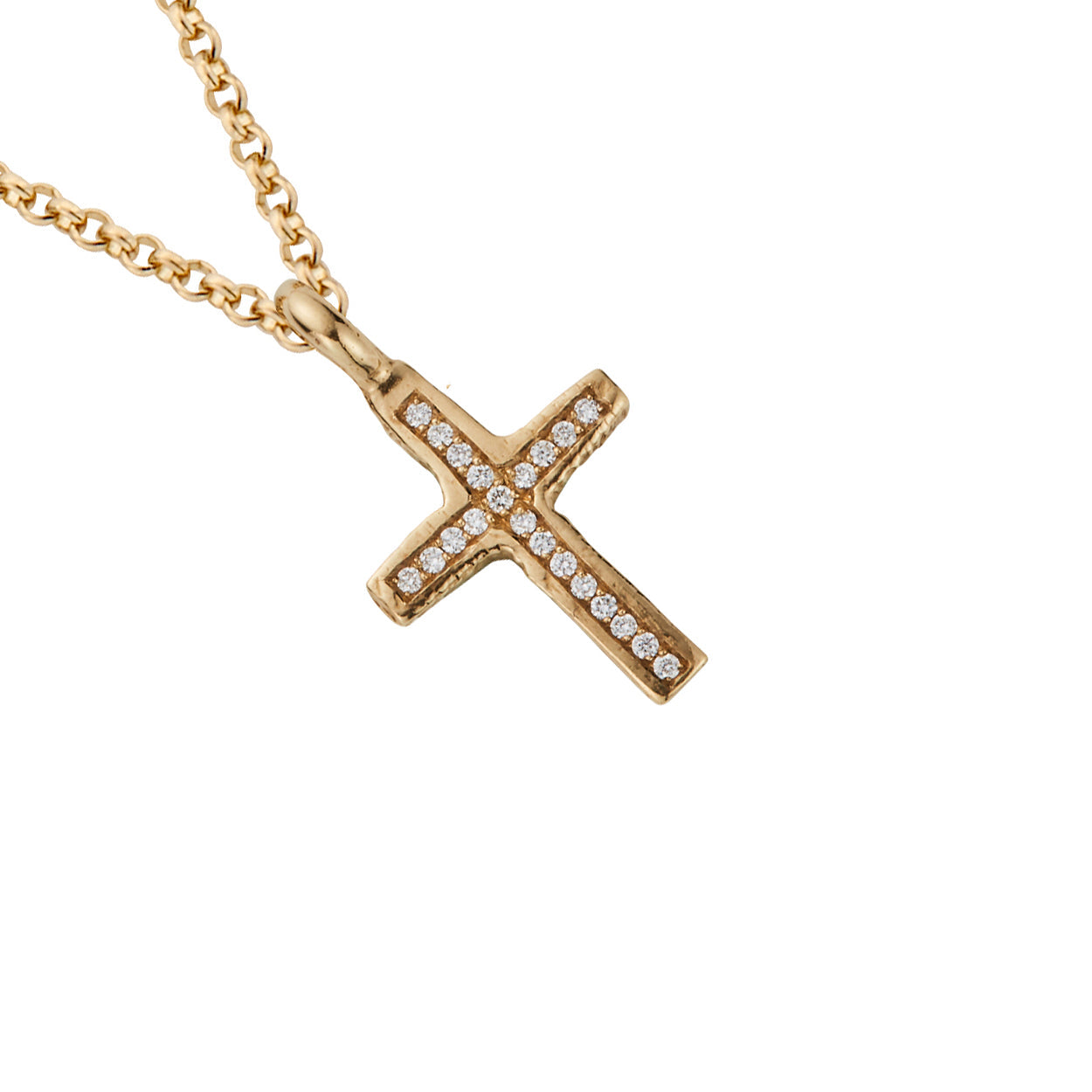 Gold Pavé Set Diamond Medium Cross Necklace