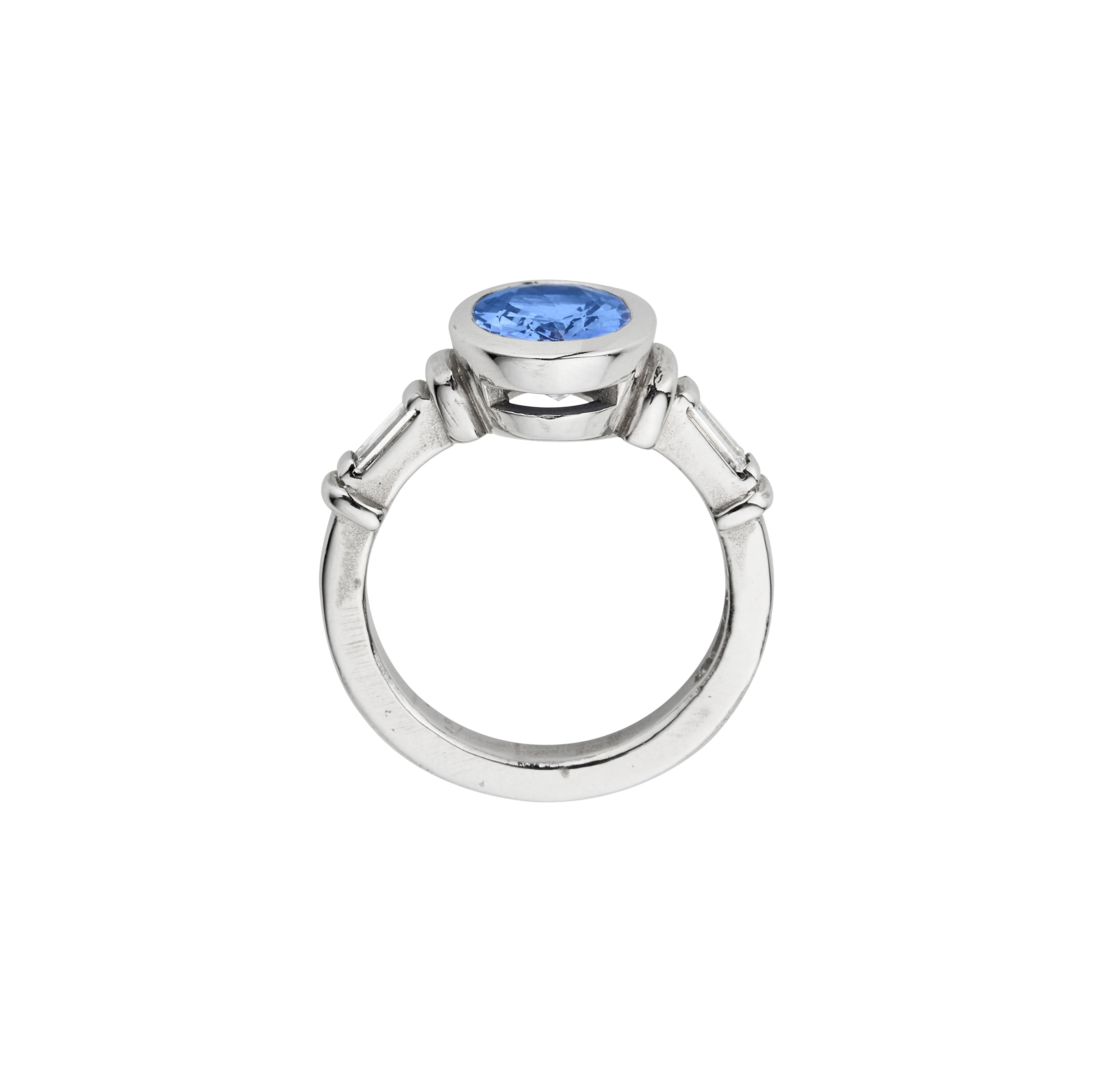 AARYANA White Gold Blue Sapphire & Diamond Ring
