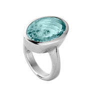 AARNA Silver Aquamarine Ring