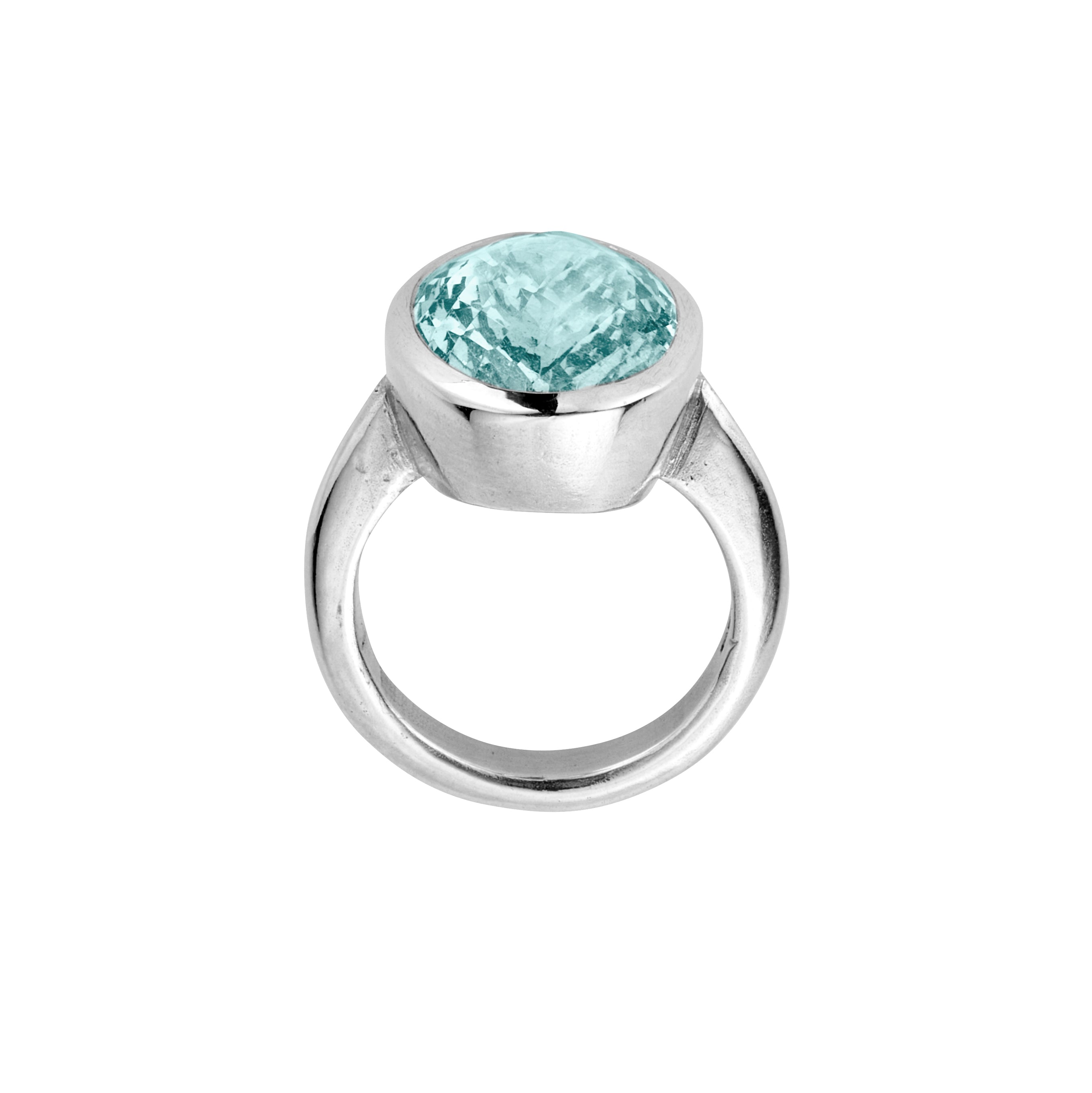 AARNA Silver Aquamarine Ring