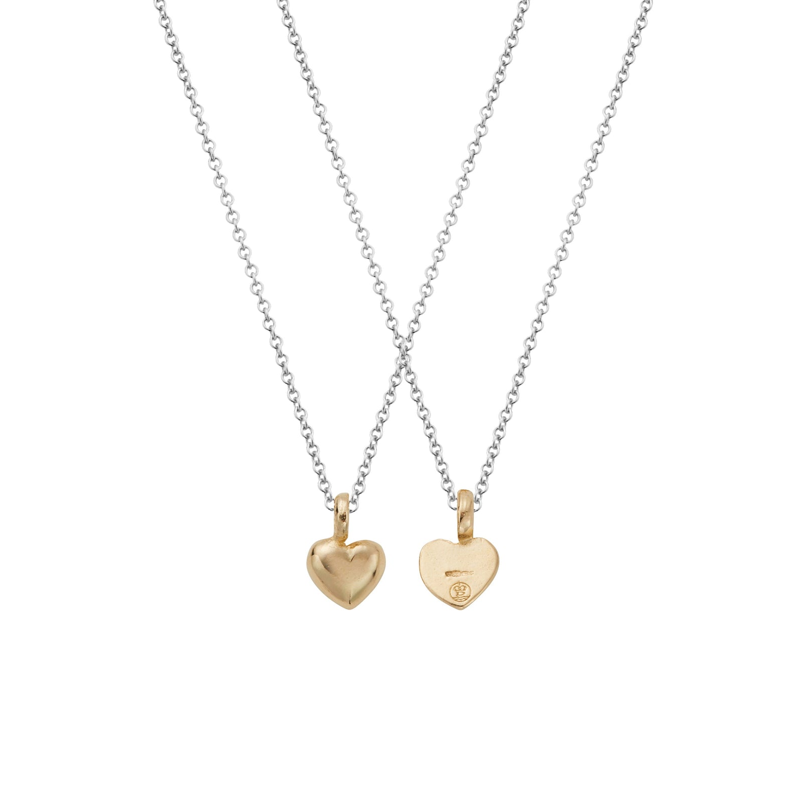 Silver & Gold Think of Me Heart Necklaces