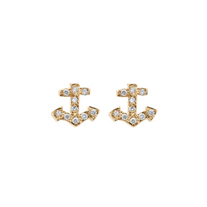 Gold Diamond Little Anchor Ear Charm Set