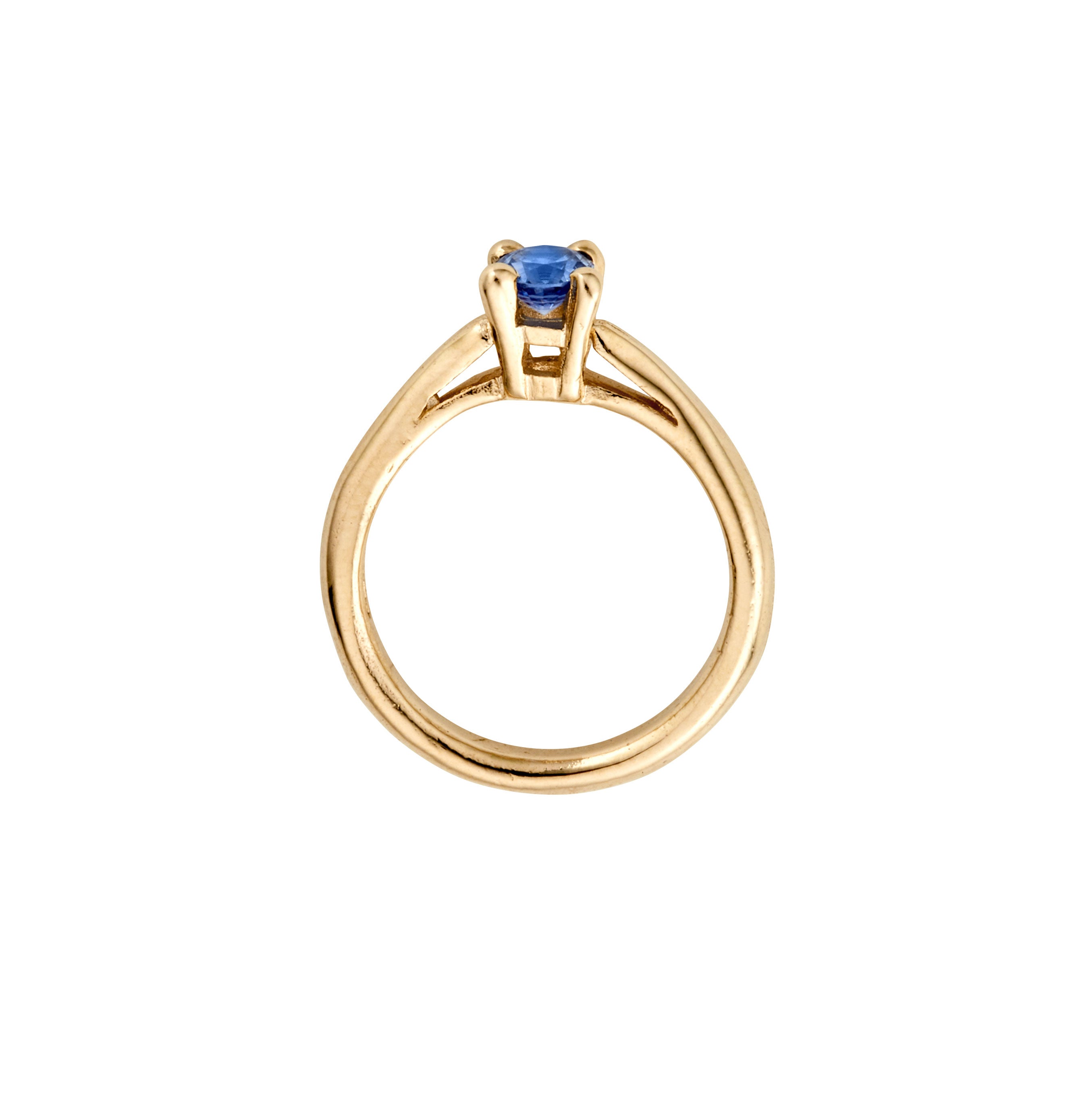 Gold Blue Sapphire Claw Ring