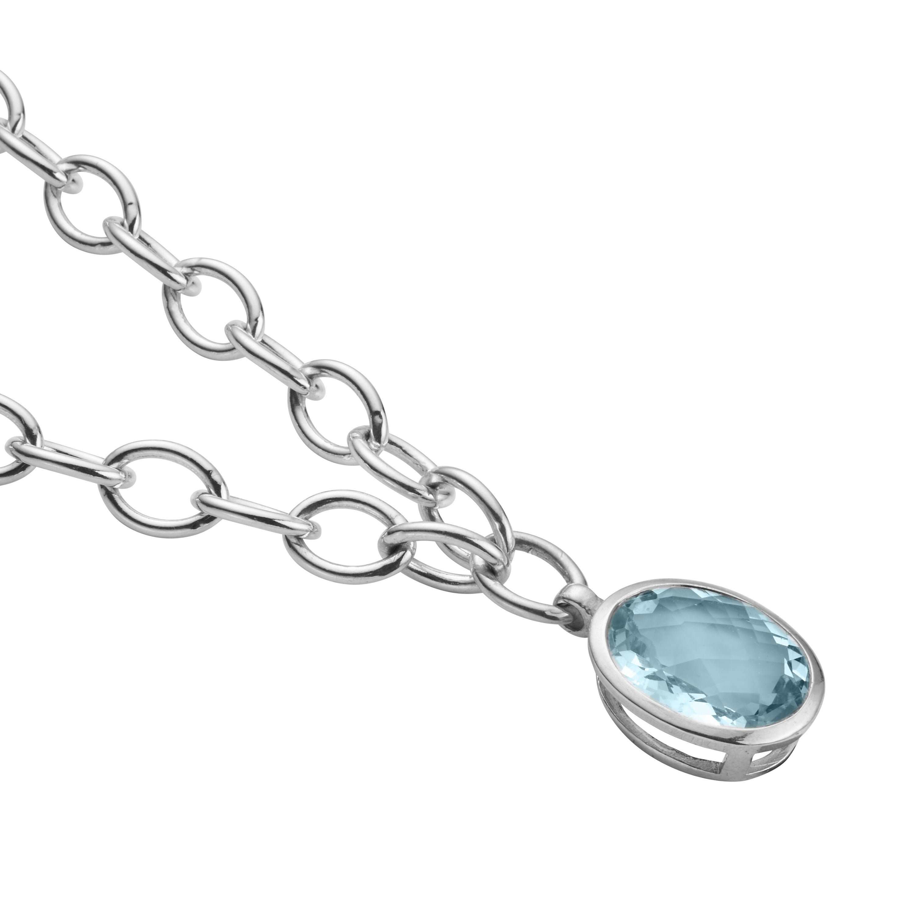 ELECTRA Silver Aquamarine Sylt Chain Necklace