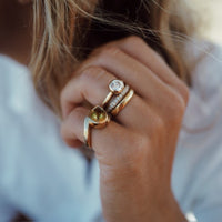 Gold Pavé Set Diamond Mini Posey Ring