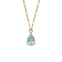 EZILI Gold Aquamarine Teardrop Necklace