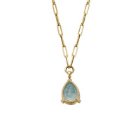 EZILI Gold Aquamarine Teardrop Necklace