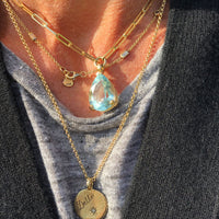 EZILI Gold Aquamarine Teardrop Necklace