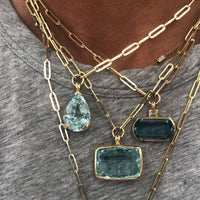 EZILI Gold Aquamarine Teardrop Necklace