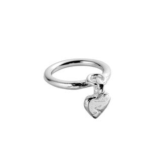 Silver Baby Heart Falling Ring