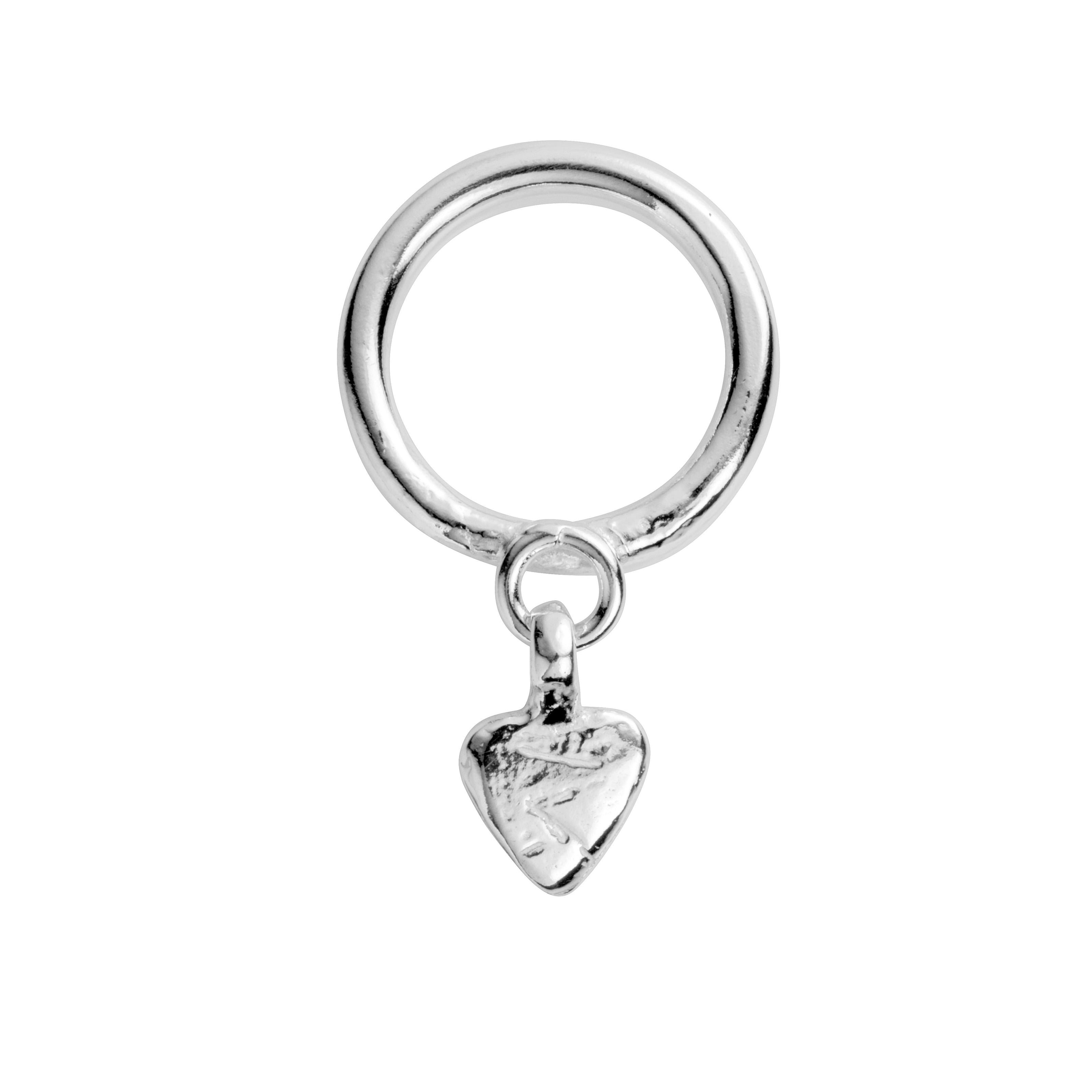 Silver Baby Heart Falling Ring