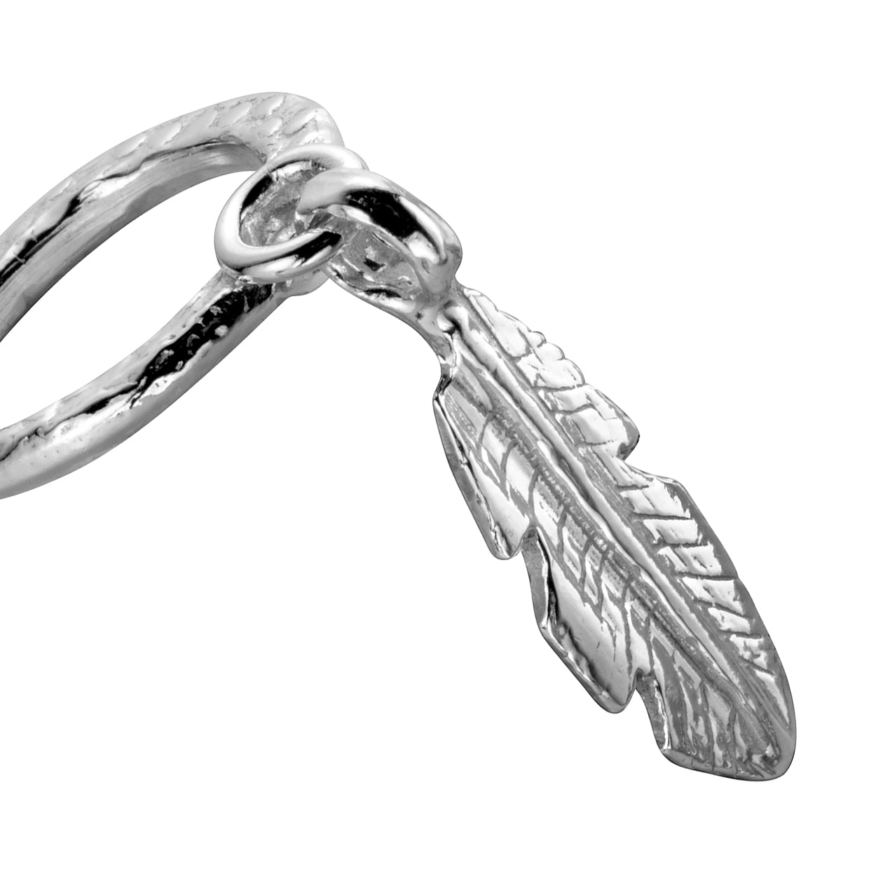 Silver Medium Feather Falling Ring