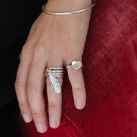 Silver Medium Feather Falling Ring