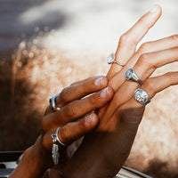 Silver Medium Feather Falling Ring