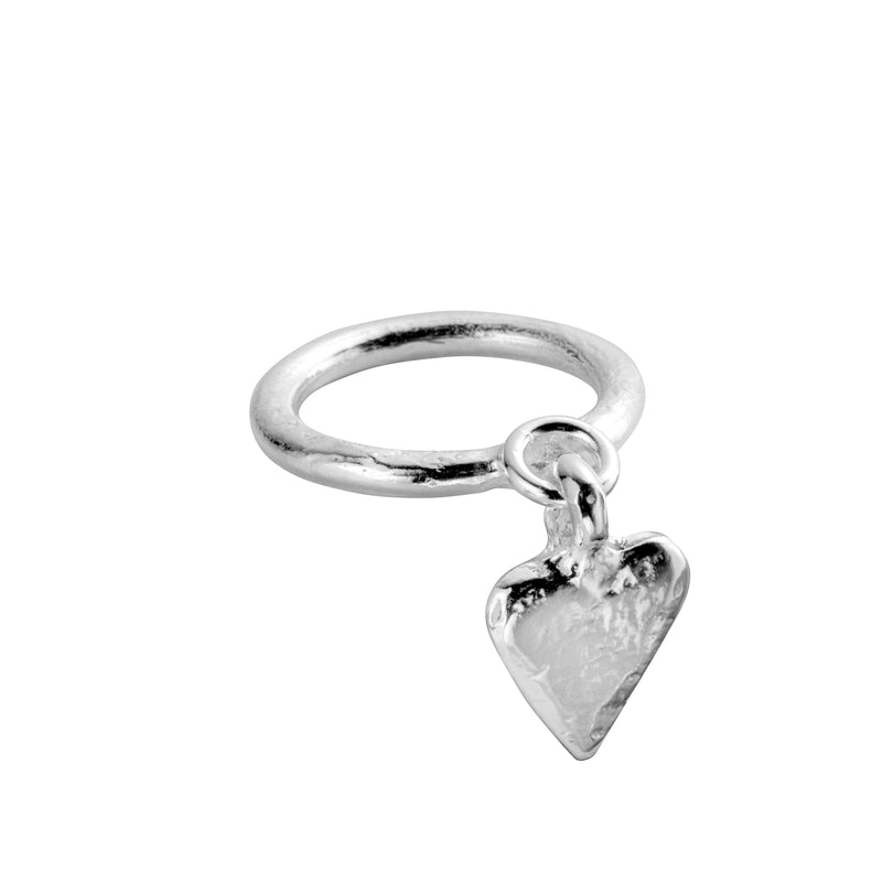 Silver Mini Heart Falling Ring