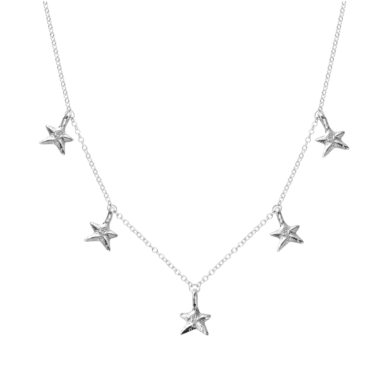 Silver Five Star Necklace