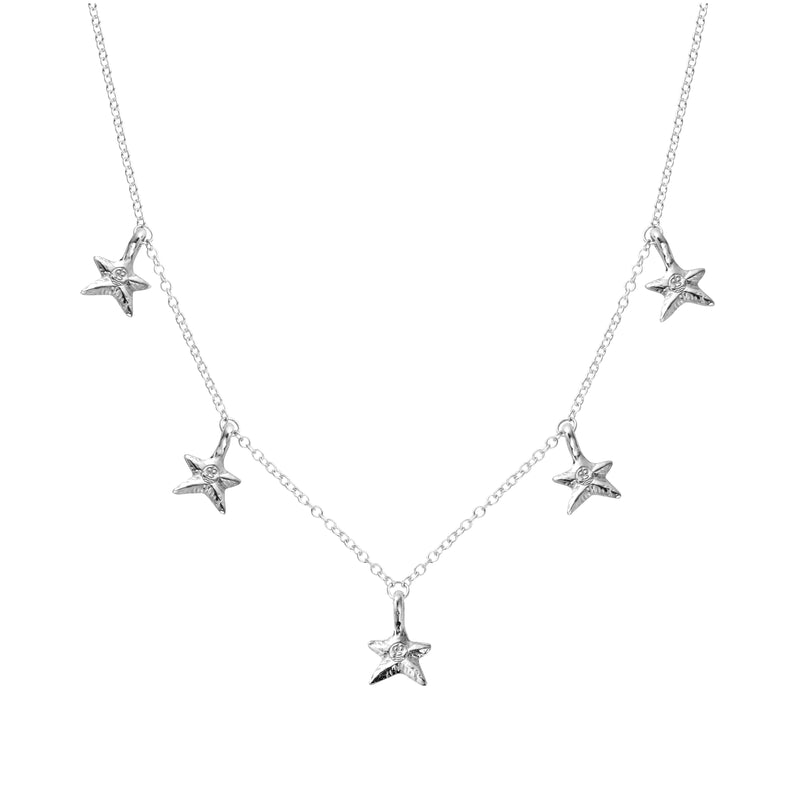 Silver Five Star Necklace