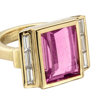 GATSBY Gold Pink Tourmaline & Baguette Diamond Ring