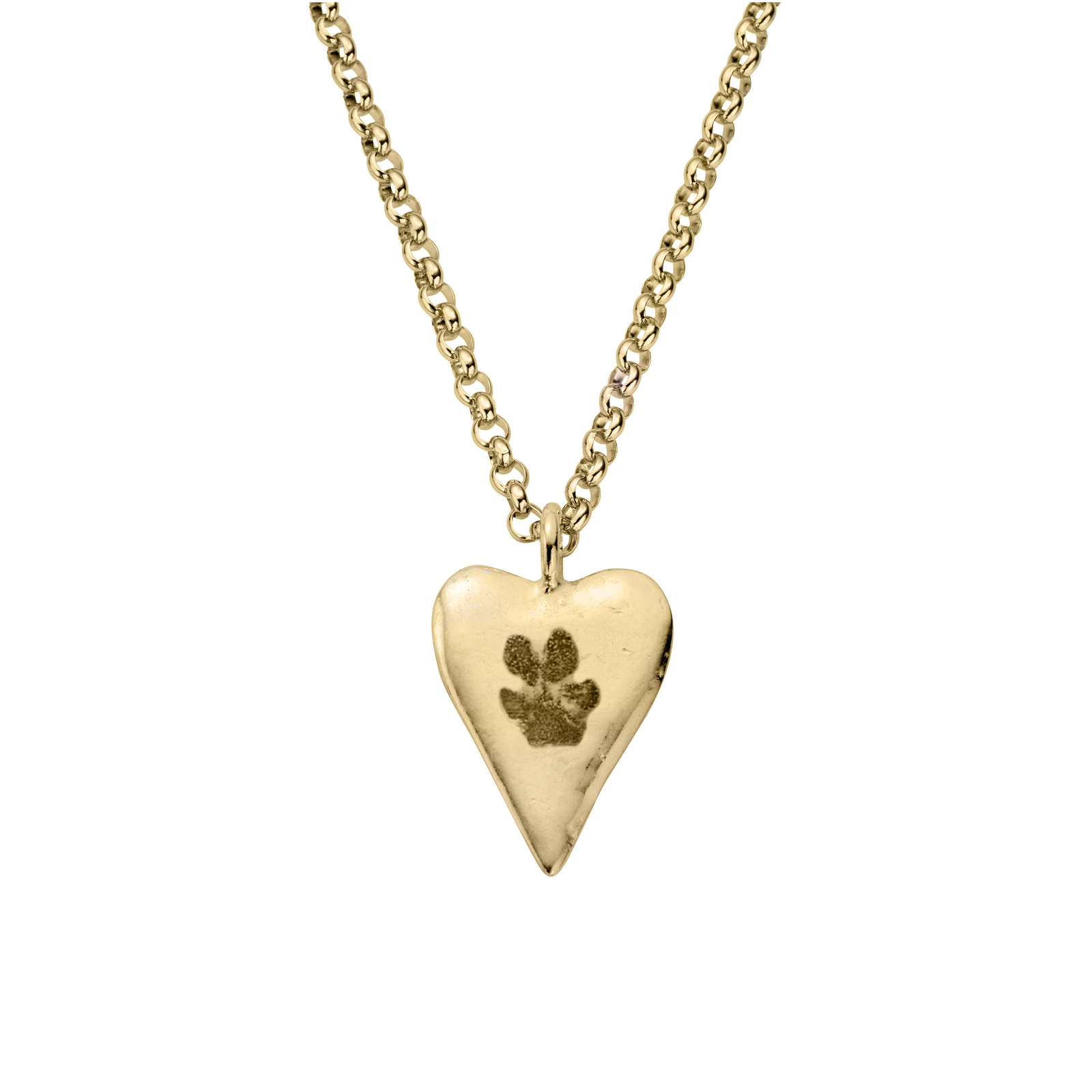 Gold Maxi Heart Necklace with Paw Print