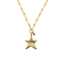Gold Midi Star Trace Chain Necklace with Diamond