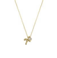 Gold Mini Aries Horoscope & Diamond Birthstone Necklace