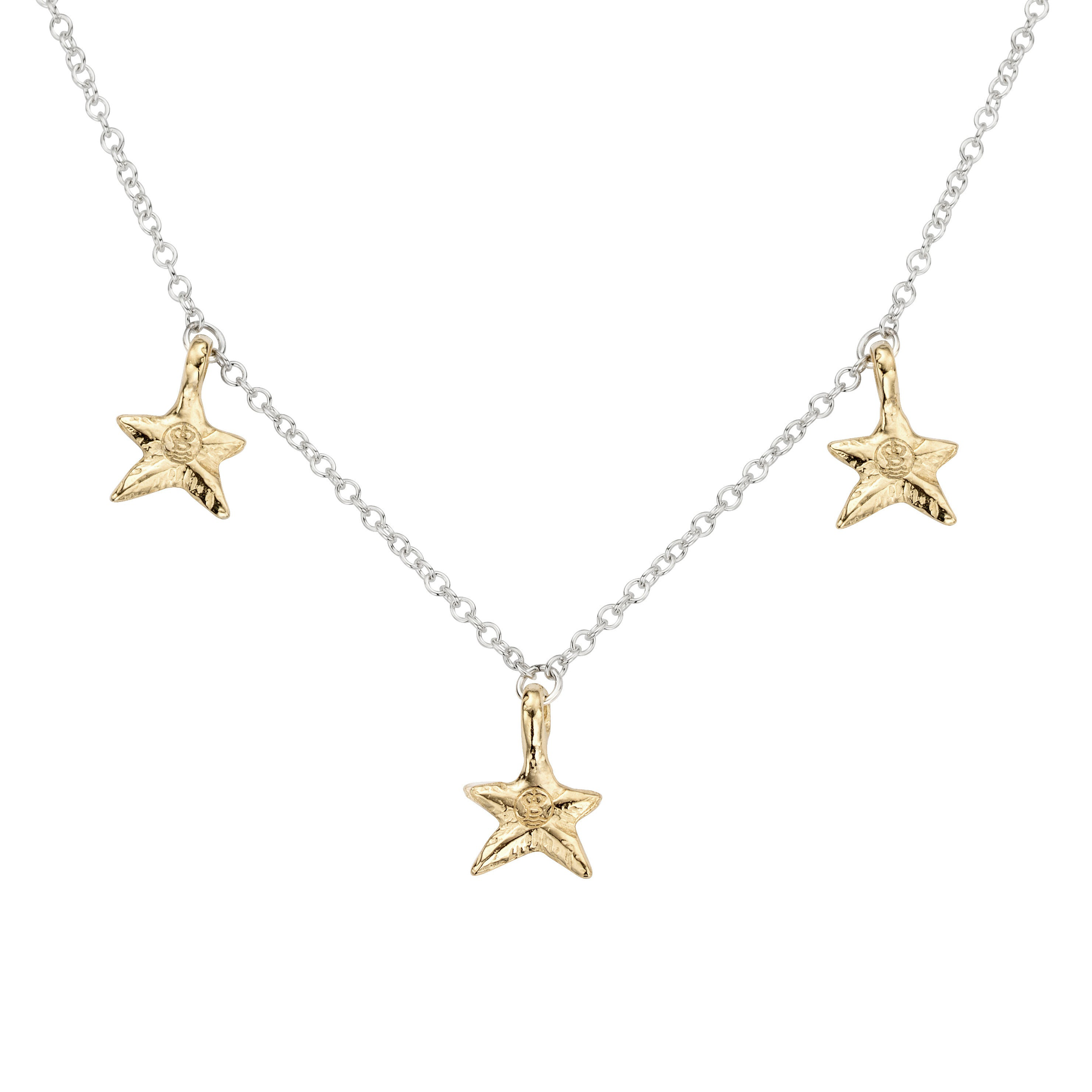 Silver & Gold Trio Mini Star Necklace