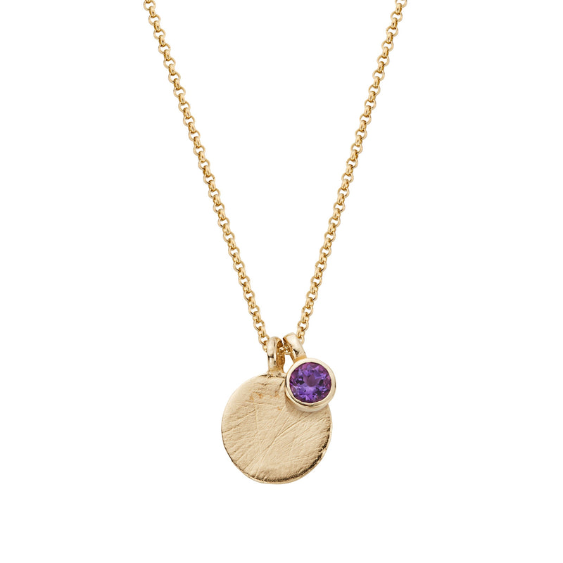 Gold Amethyst Moon & Stone Necklace