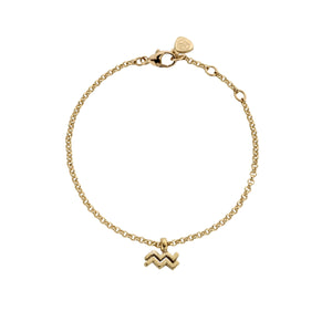 Gold Mini Aquarius Horoscope Chain Bracelet