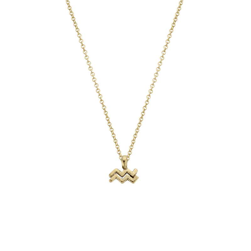 Gold Mini Aquarius Horoscope Necklace