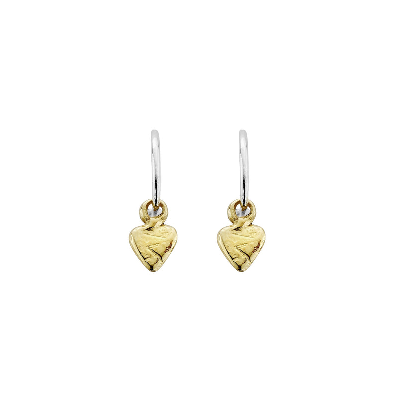 Mini Cupid Hoops with Gold Baby Heart Charms