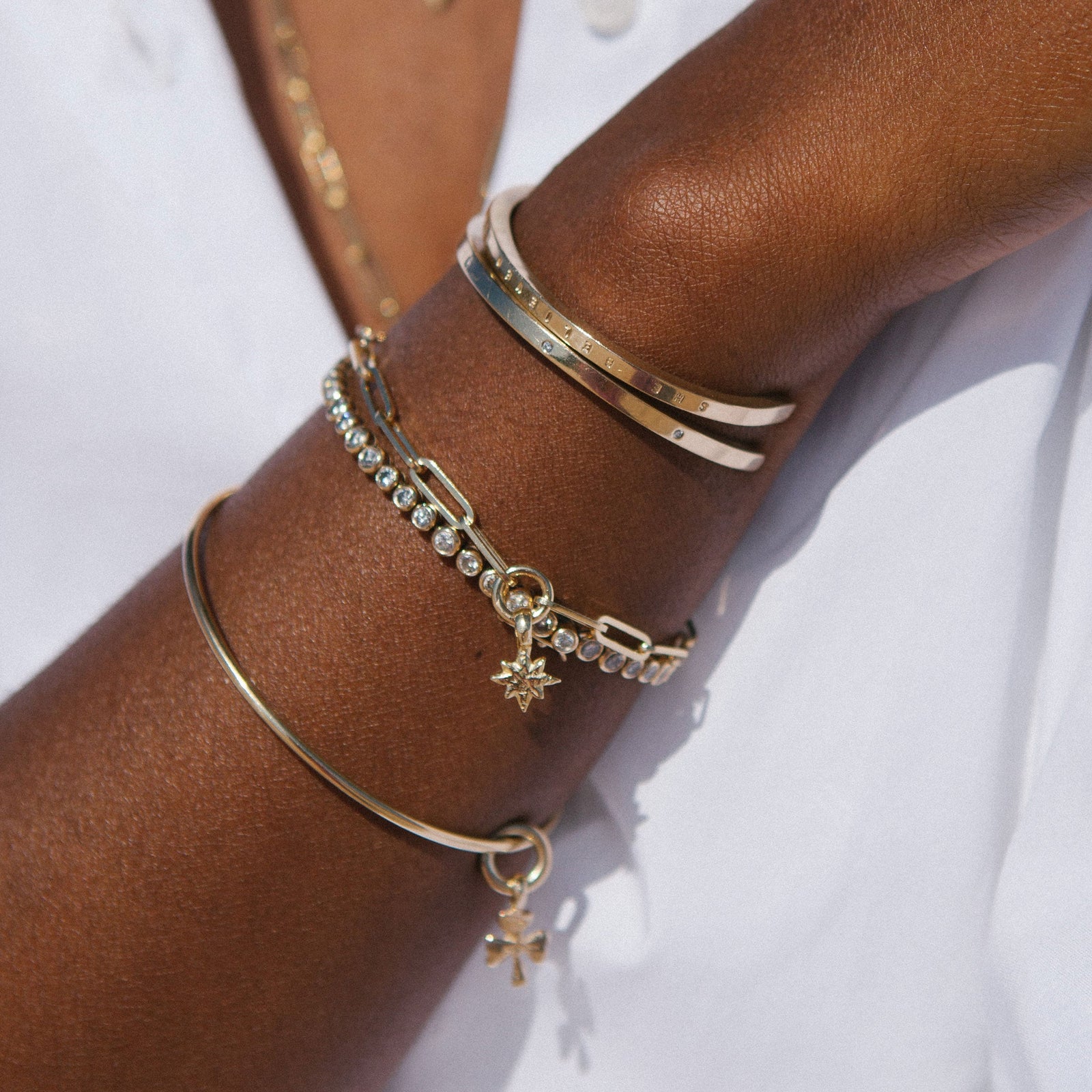 Gold Baby North Star Trace Chain Bracelet