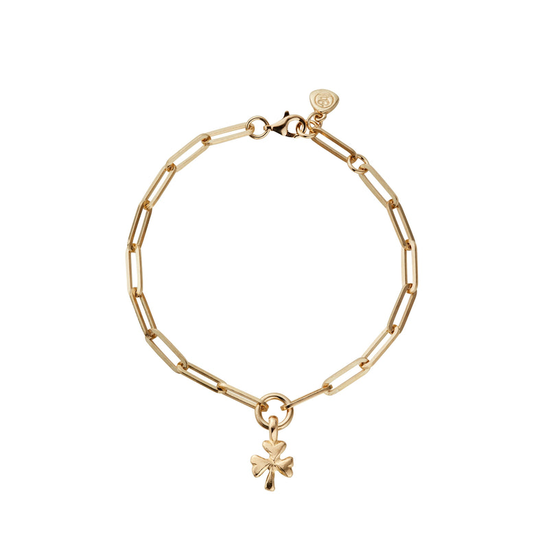 Gold Baby Shamrock Trace Chain Bracelet