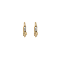 Gold Baguette Diamond Tiny Cupid Hoop Earrings