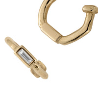 Gold Baguette Diamond Tiny Cupid Hoop Earrings