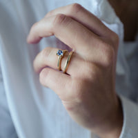 Gold Blue Sapphire Signature Claw Ring