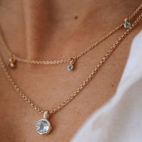 Gold Blue Topaz Baby Treasure Necklace