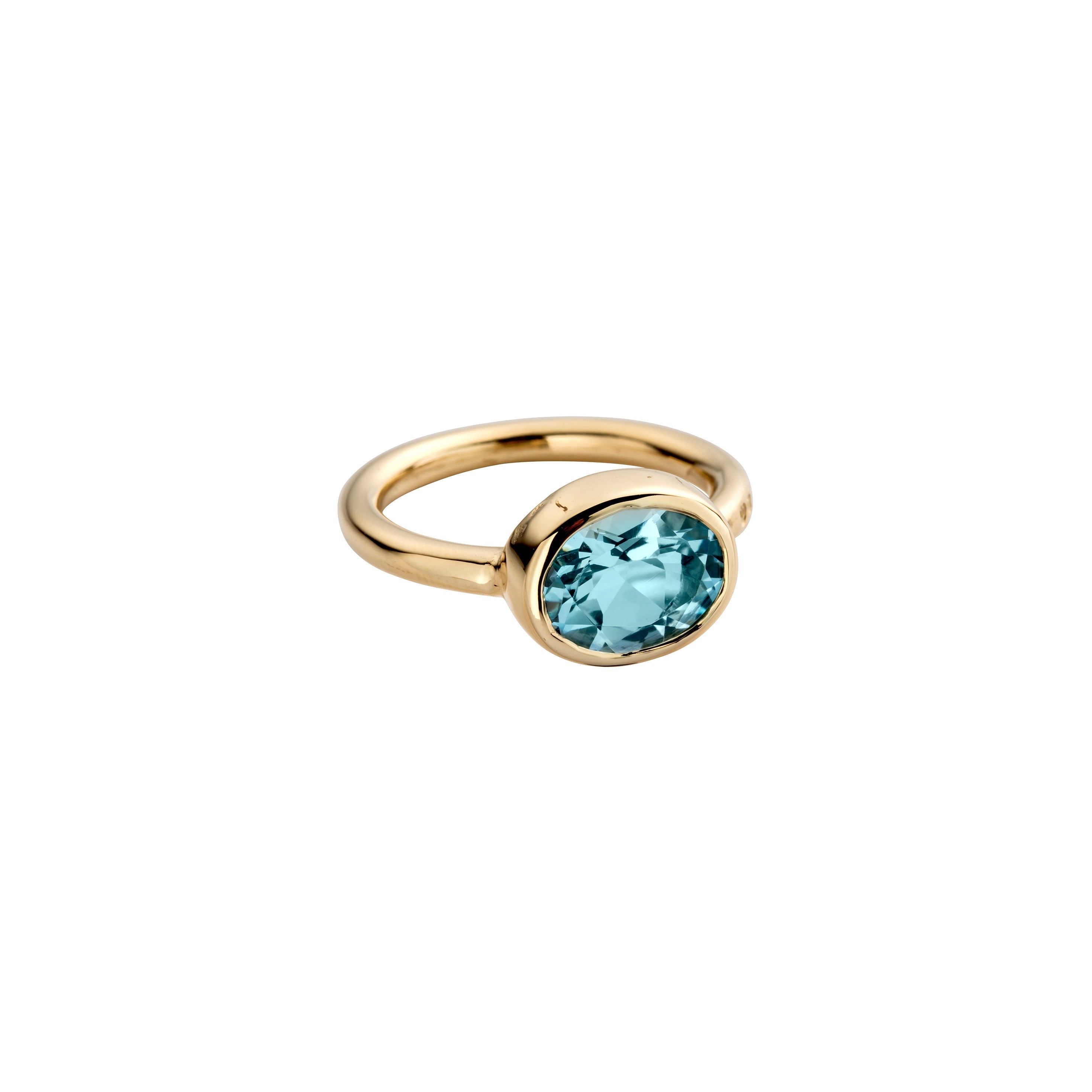 Gold Blue Topaz Baby Treasure Ring