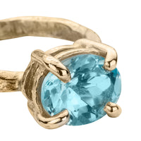 Gold Blue Topaz Claw Ring