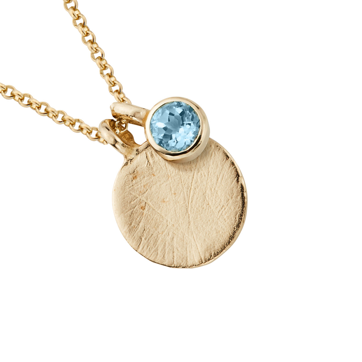 Gold Blue Topaz Moon & Stone Necklace