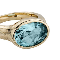 Gold Blue Topaz Treasure Ring