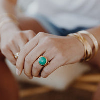 Gold Chrysoprase Mood Ring